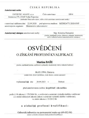 Osvědčení o získání profesní kvalifikace