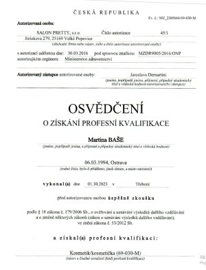Osvědčení o získání profesní kvalifikace